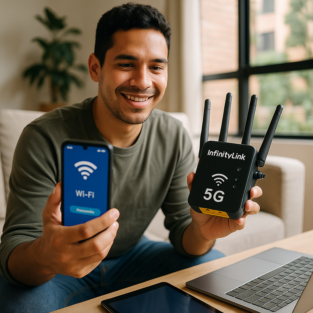 Configuras en 3 minutos — sin técnico, sin cables, sin enredos
