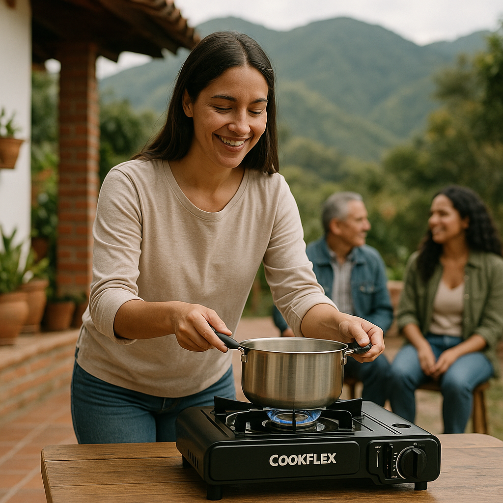 La llevás al apartamento nuevo, a la finca, al patio — y seguís cocinando donde quieras